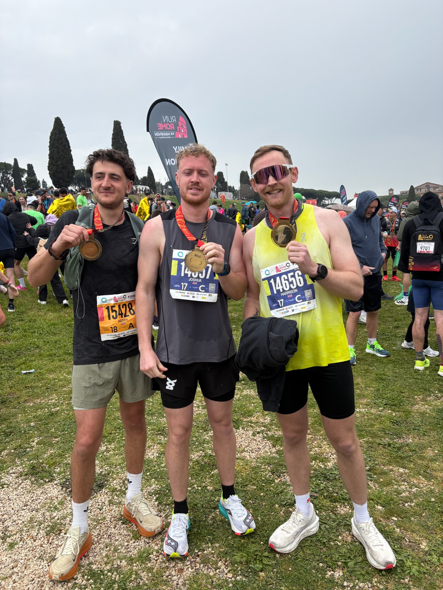 Rome Marathon — Adam, Joshua and Harrison with their medals